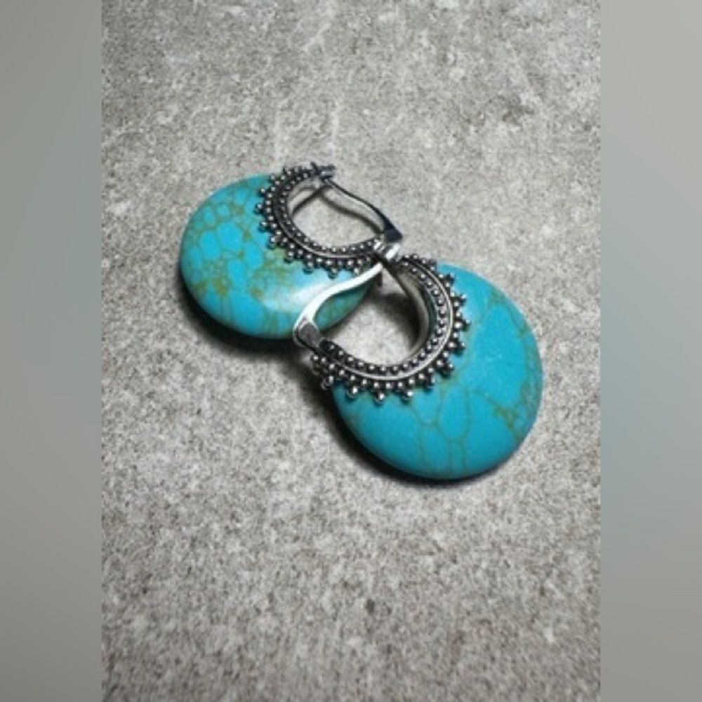 Stone Hoop Earrings N1672